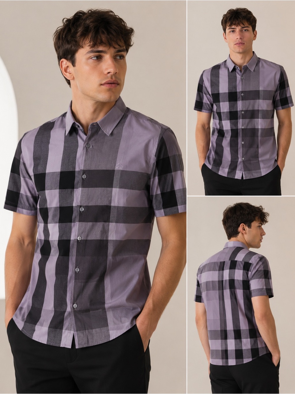 Burberry Check Short-Sleeve Button-Down Shirt
